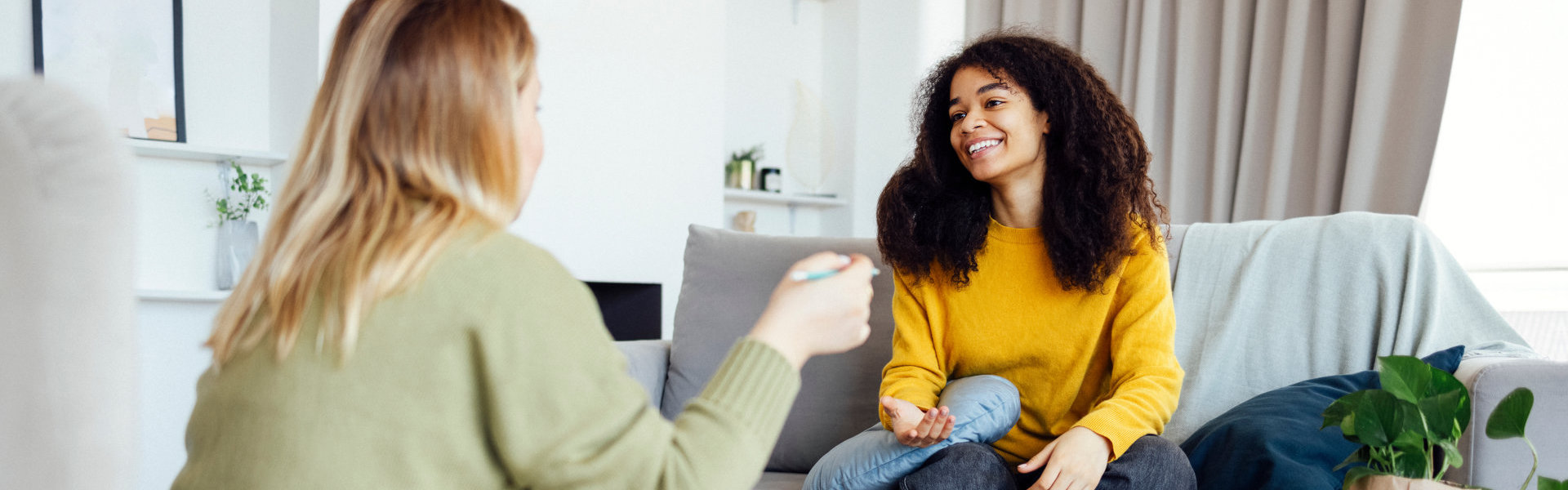 consultant talking to woman